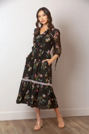 Sofia Floral Print Midi Dress