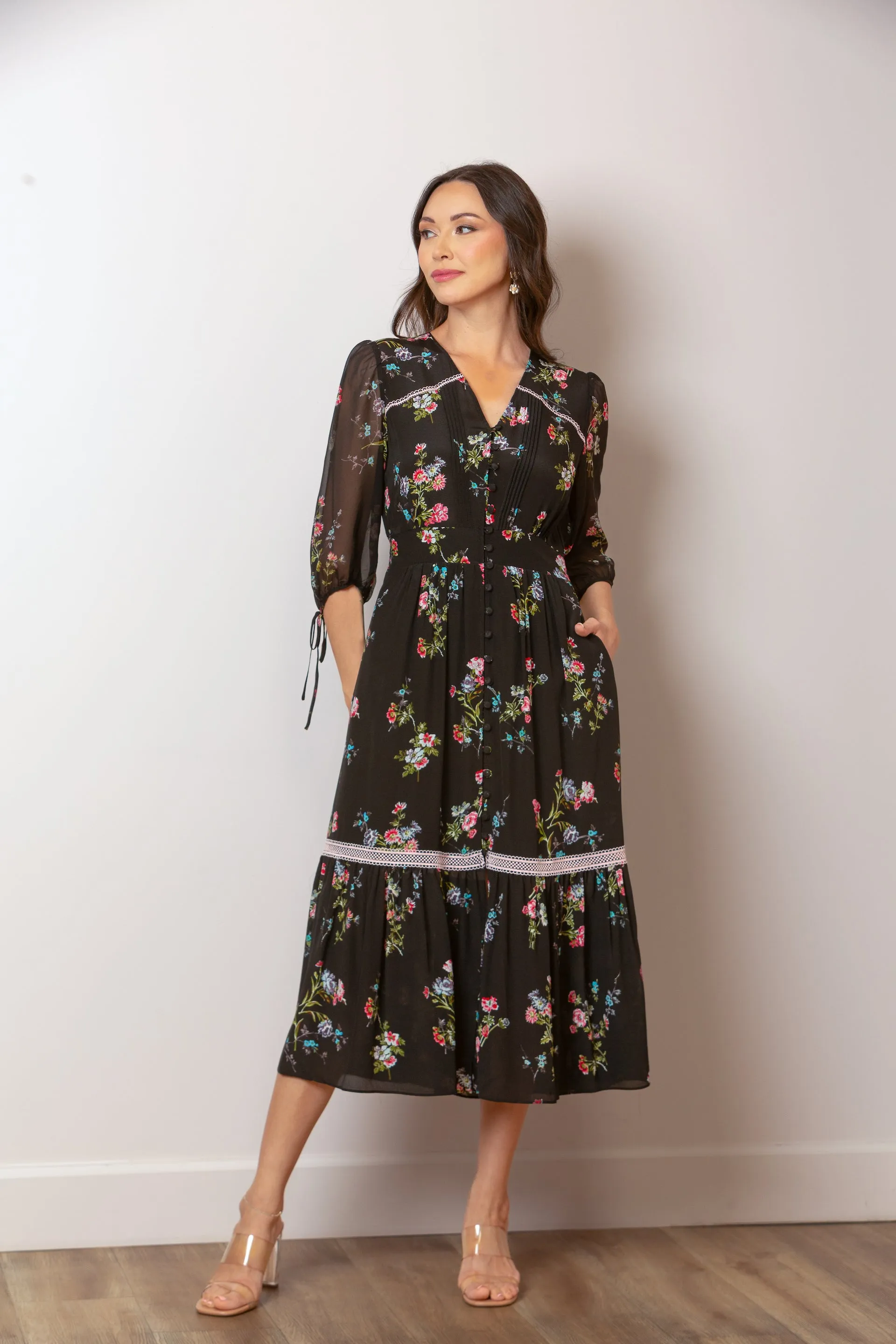 Sofia Floral Print Midi Dress