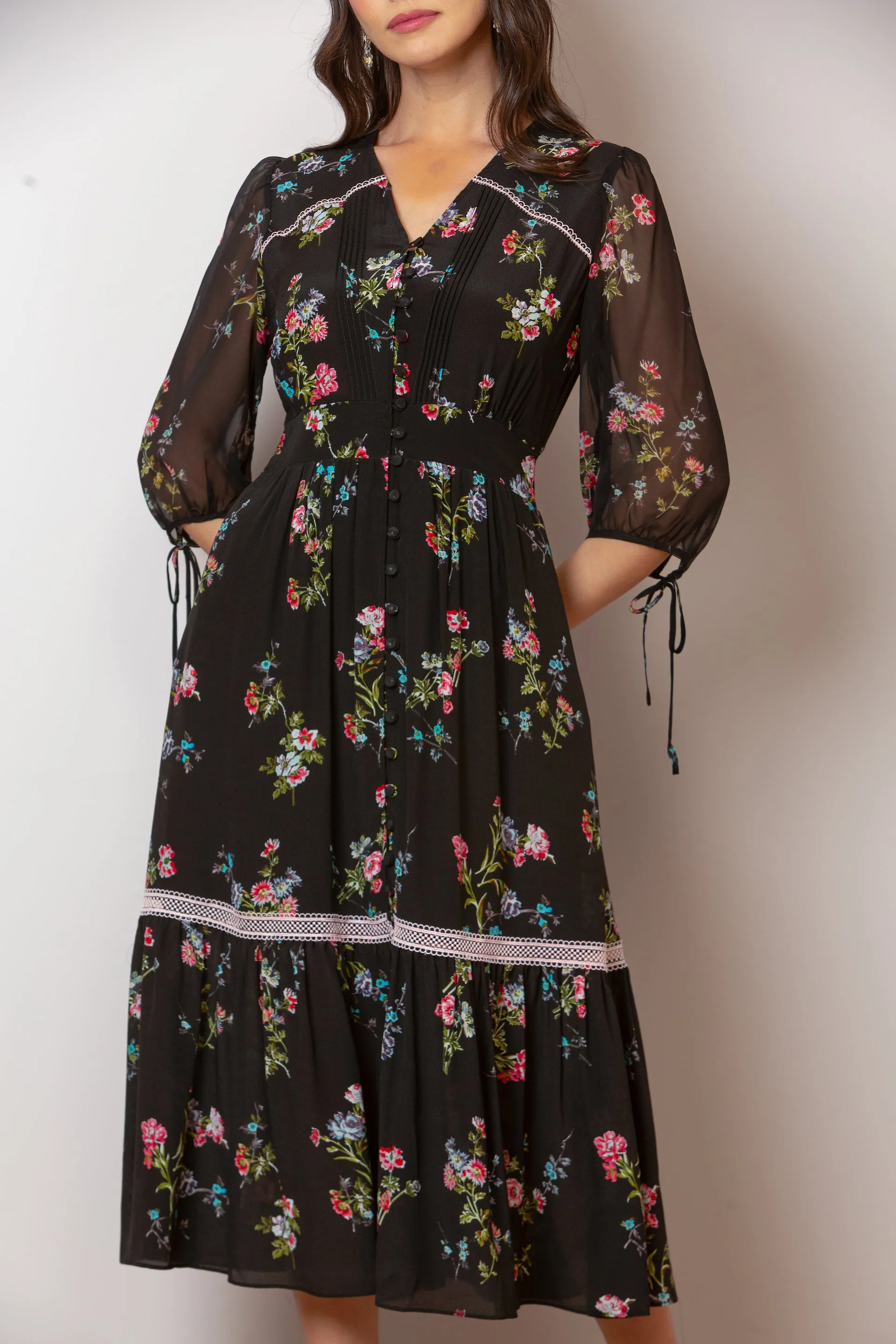 Sofia Floral Print Midi Dress