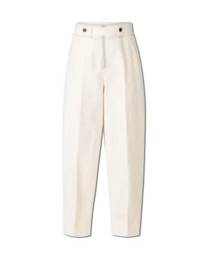 Structured Fine Cotton Tapered Trousers