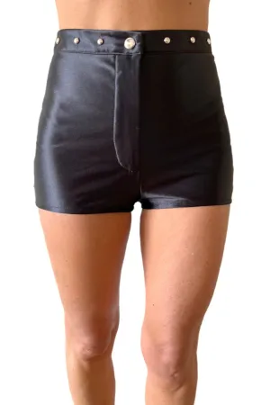 Studded High-Waist Shorts in Black by Switchblade Stiletto