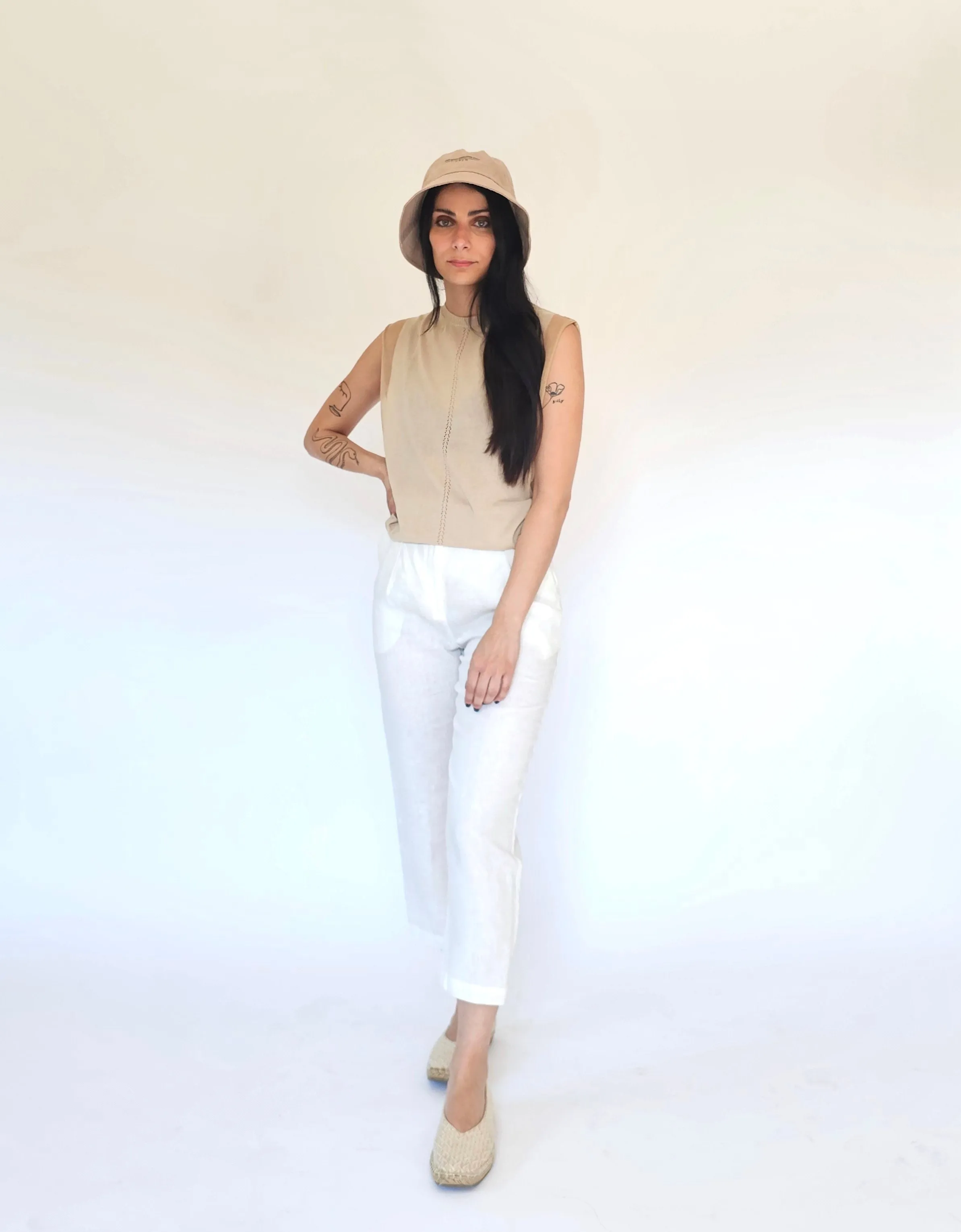 Tank top with transparent inserts in Cotton - Leandra