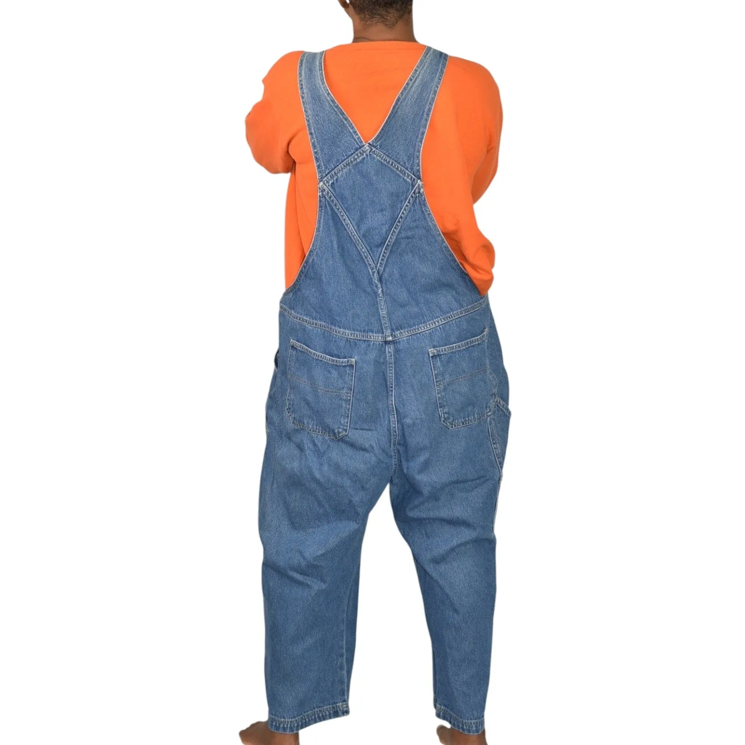 Vintage Cherokee Bib Overalls Medium Wash Denim Tapered Cropped Capri Plus Size 20W