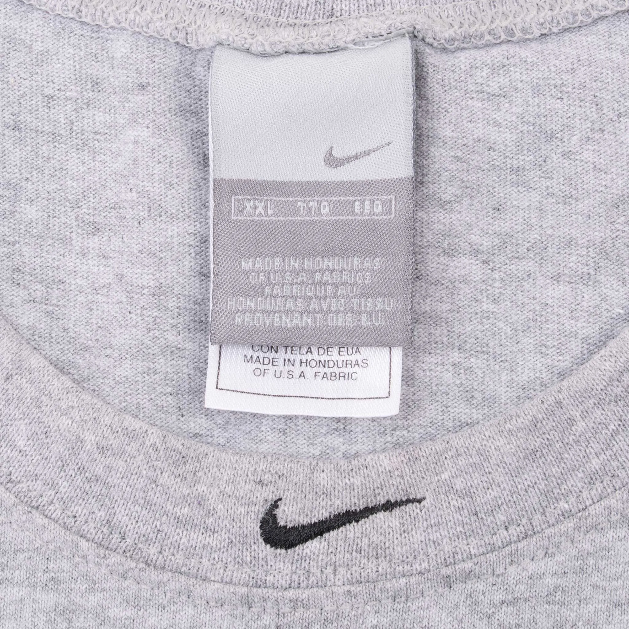 VINTAGE NIKE CENTER SWOOSH GREY TANK TOP TEE SHIRT 1990S 2XL