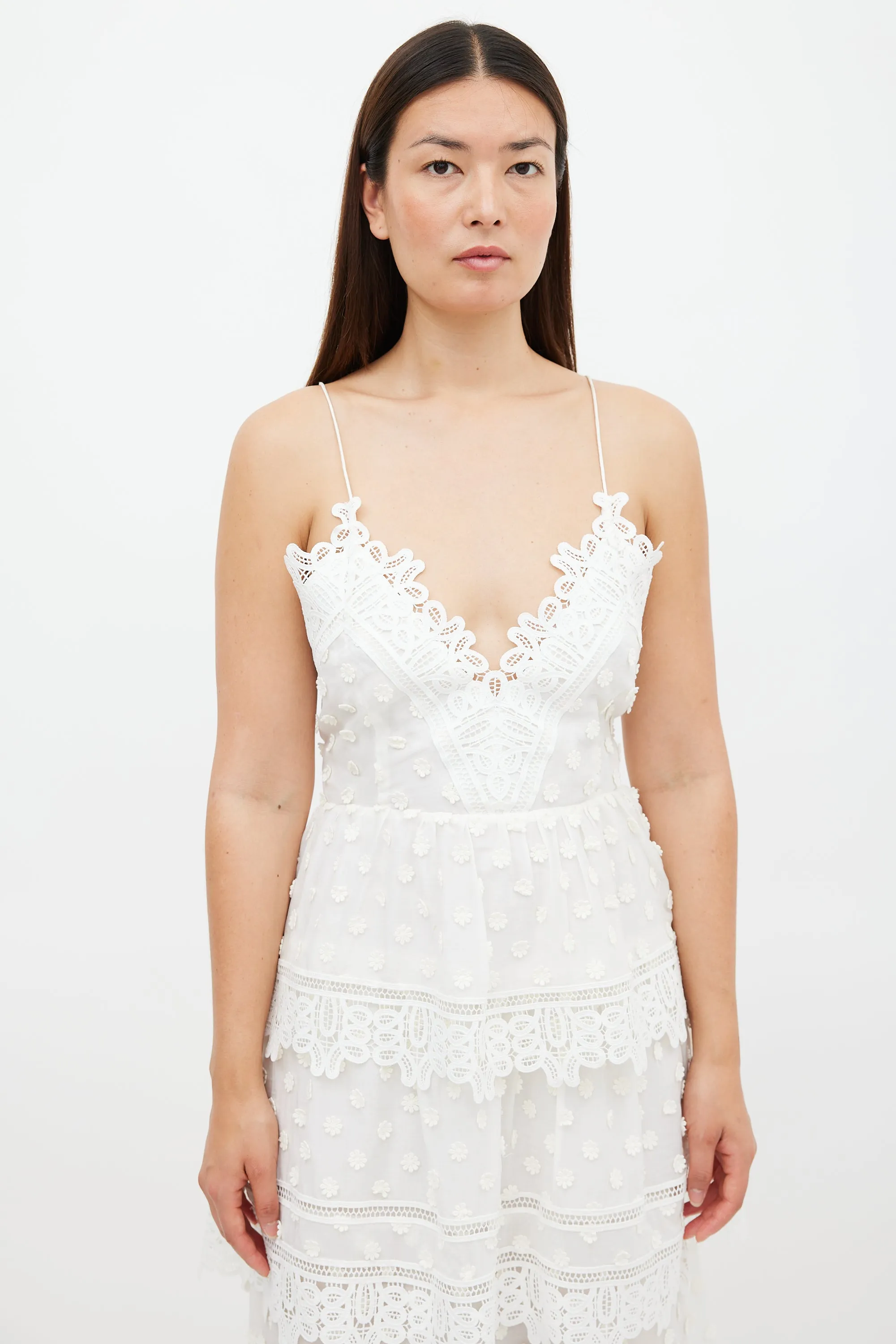 White Cotton & Lace Ivy Midi Dress