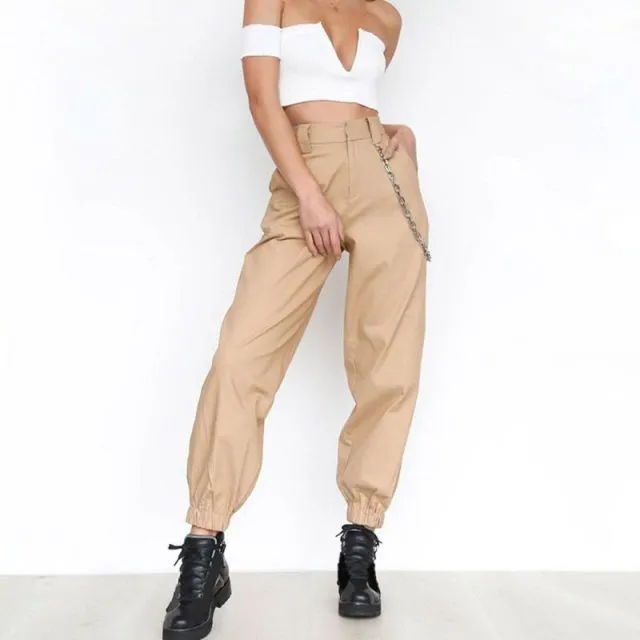 Women High Waist Chain  Leggings Trouser Plus Size