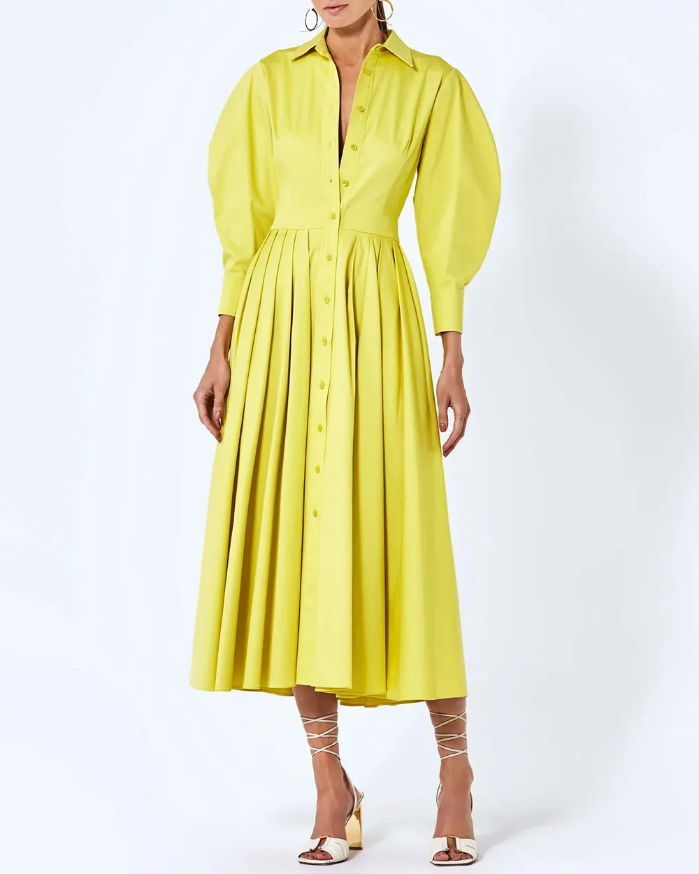 Yellow Nicolla Long Shirt Dress